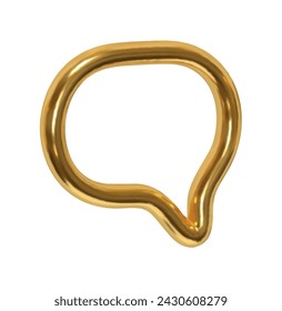 Gold Speech bubbles. Minimal chat golden dialog bubble line Icon. Realistic 3d design isolated on white background. Vector illustration