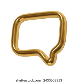 Gold Speech bubbles. Minimal chat golden dialog bubble line Icon. Realistic 3d design isolated on white background. Vector illustration
