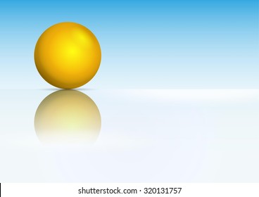 gold sphere with reflection on blue background