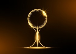 Gold Sphere Trophy Icon Isolated On Black Background. Golden Academy Award Icon. Films And Cinema Or Sport Symbol Prize Concept And Sport Logo Icon. Vector Illustration Isolated On Black Background