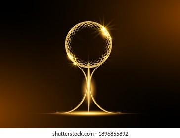 gold sphere trophy icon isolated on black background. Golden Academy award icon. Films and cinema or sport symbol prize concept and sport logo icon. Vector Illustration isolated on black background