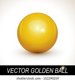 Gold sphere, vector golden ball.