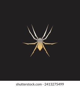 Gold spider logo design illustration. Modern creative silhouette line art geometric minimalistic monogram deadly insect spider tarantula venom poison toxic charming luxury