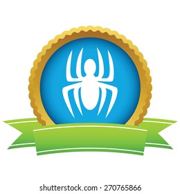 Gold spider logo on a white background. Vector illustration