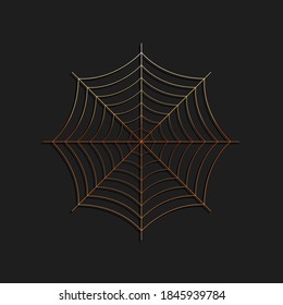 Gold Spider web icon isolated on black background. Cobweb sign. Long shadow style. Vector.