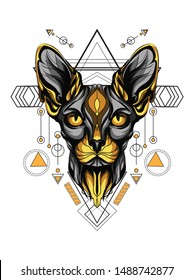 Gold Spinx Cat Sacred Geometry