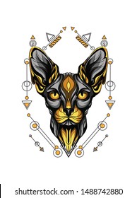 Gold Spinx Cat Sacred Geometry