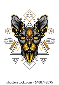 Gold Spinx Cat Sacred Geometry