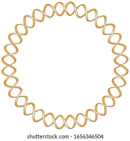 Gold spiral with black stroke, rubber band, dna scheme, color round yellow frame.