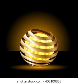 Gold spiral and light balls. Vector background. EPS 10.
