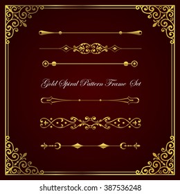 Gold spiral pattern frame and border collection.

