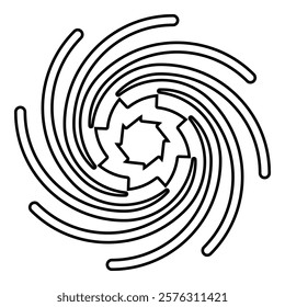 Gold spiral Sacred geometry symbol contour outline line icon black color vector illustration image thin flat style