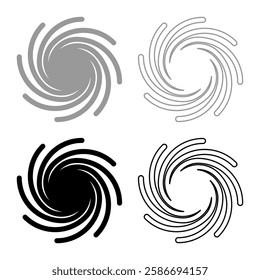 Gold spiral Sacred geometry symbol set icon grey black color vector illustration image solid fill outline contour line thin flat style