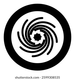 Gold spiral Sacred geometry symbol icon in circle round black color vector illustration image solid outline style simple