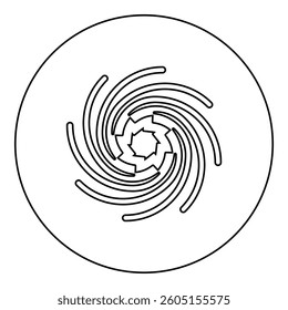Gold spiral Sacred geometry symbol icon in circle round black color vector illustration image outline contour line thin style simple