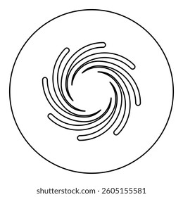 Gold spiral Sacred geometry symbol icon in circle round black color vector illustration image outline contour line thin style simple