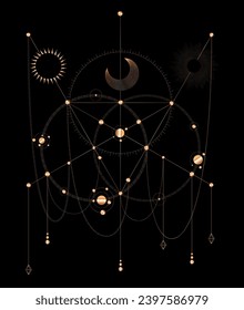  Gold spirit art  - visualization of sacred geometry vector templates - vector concept of mystic vision symbols
