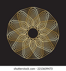 Goldener Spirograph-Kranz. Vektorgrafik.