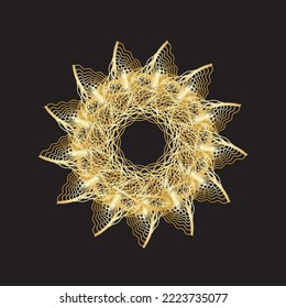 Goldener Spirograph-Kranz. Vektorgrafik.