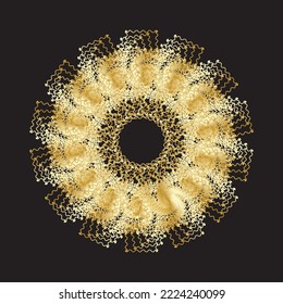 Gold Spirograph wreath. Vector illustration.