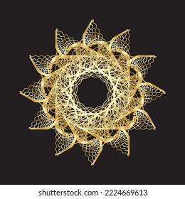 Goldener Spirograph-Kranz. Vektorgrafik.