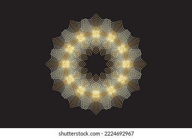 Goldener Spirograph-Kranz. Vektorgrafik.