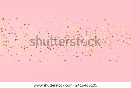 Gold Splash Art Vector Pink Background. Holiday Sequin Illustration. Golden Glitter Glamour Wallpaper. Confetti Paper Banner.