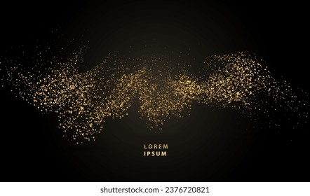 Gold splash dots glowing abstract background. Golden dust powder or paint shapes design. Luxury light celebrity glitter vector.