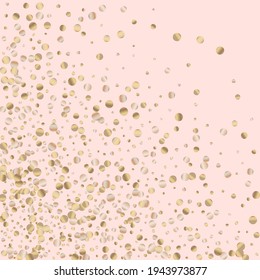 Goldener Splash, hellrosa Hintergrund. Jubiläum-Polka-Illustration. Yellow Sparkle Golden Banner. Rund moderner Hintergrund.
