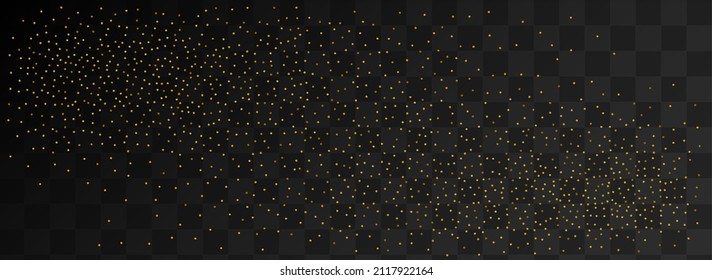 Gold Splash Luxury Vector Panoramic Transparent Background. Bright Sparkle Texture. Yellow Polka Happy Background. Dot Rich Backdrop.
