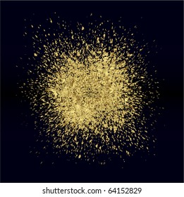 Gold splatter on black background