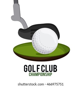 Gold sport concept represented by ball and club icon. Colorfull and flat illustration.