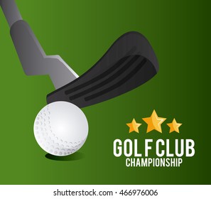 Gold sport concept represented by ball and club icon. Colorfull and classic illustration.