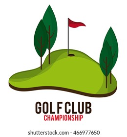 Gold sport concept represented by flag and hole icon. Colorfull and flat illustration.