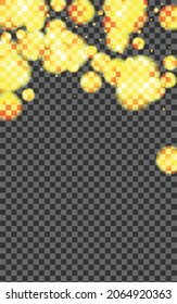 Gold Spot Background Transparent Vector. Ball Anniversary Card. Birthday Texture. Golden Confetti Grain Design. Yellow Sun.
