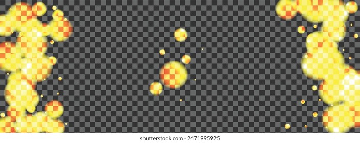 Gold Spot Background Transparent Vector. Bokeh Pattern Texture. Graphic Design. Yellow Dot Festive Illustration. Blur Ribbon.