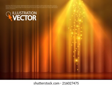Gold spotlight background. Vector illustration