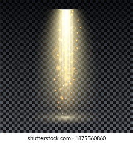 Gold spotlight. Bright lighting with spotlights of the stage on transparent background