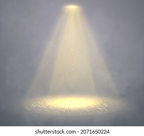 Gold spotlight isolated. Transparent light effect. Vector illustration