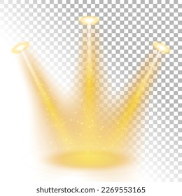 Gold Spotlight on White Transparent Pattern, PNG Ready, Vector Illustration
