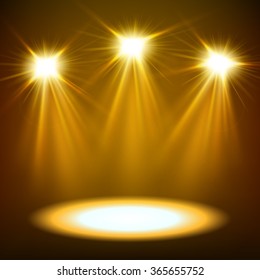 Gold spotlights shining