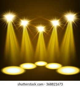 Gold spotlights shining