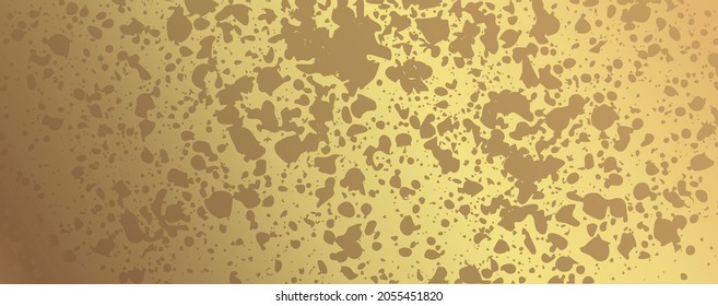Gold spots and blots on a shiny background. Beautiful solid color banner. Vector illustration