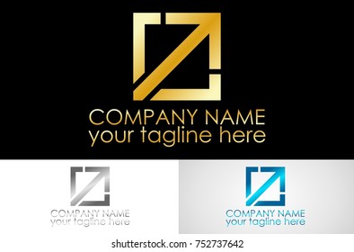 gold square arrow logo design
