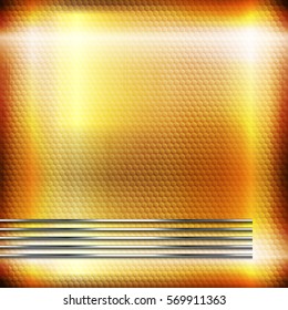 The gold square background and metallic chrome lines