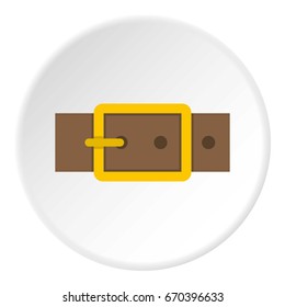 Gold square buckle icon in flat circle isolated vector illustration for web
