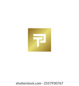 gold square design logo initial T technology