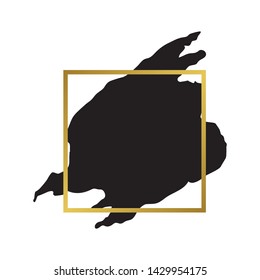 gold square frame with black background, vector