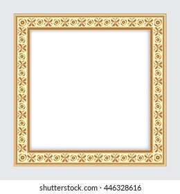 Gold square frame decorated with an ornament