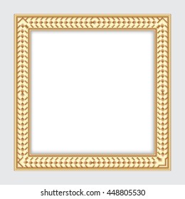 Gold square frame decorated with an ornament. 
